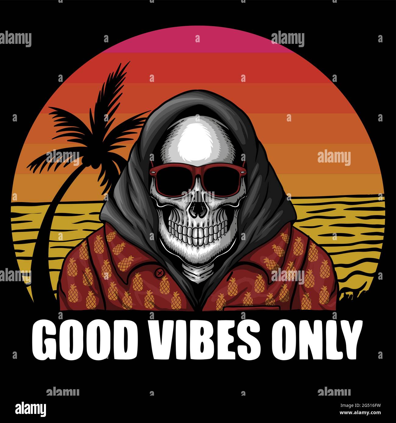 Skull beach vacation vector illustration Stock Vector