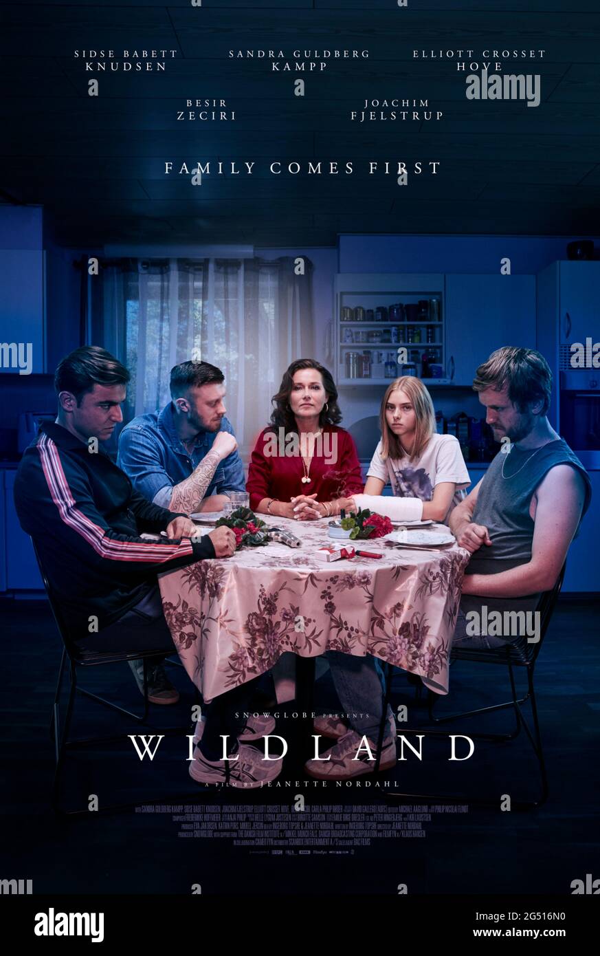 Wildland (2020) directed by Jeanette Nordahl and starring Sandra Guldberg Kampp, Sidse Babett Knudsen and Joachim Fjelstrup. Danish drama about a 17 year old girl who moves in with relatives after the death of her mother and discovers they lead a violent criminal life. Stock Photo