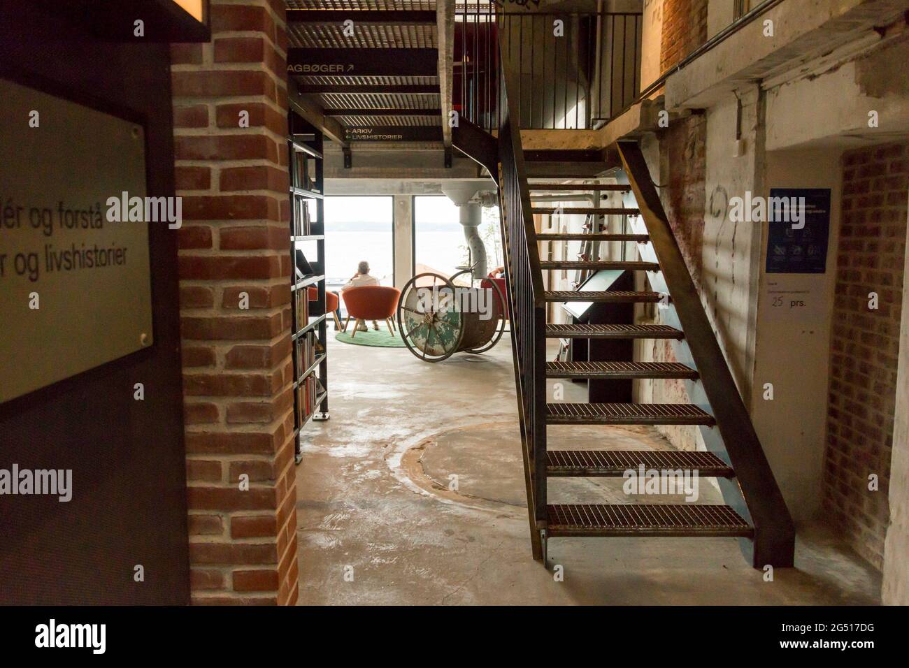 Ebeltoft, Denmark - 20 July 2020: Stairs made of iron, metal staircase, old style staircase Stock Photo