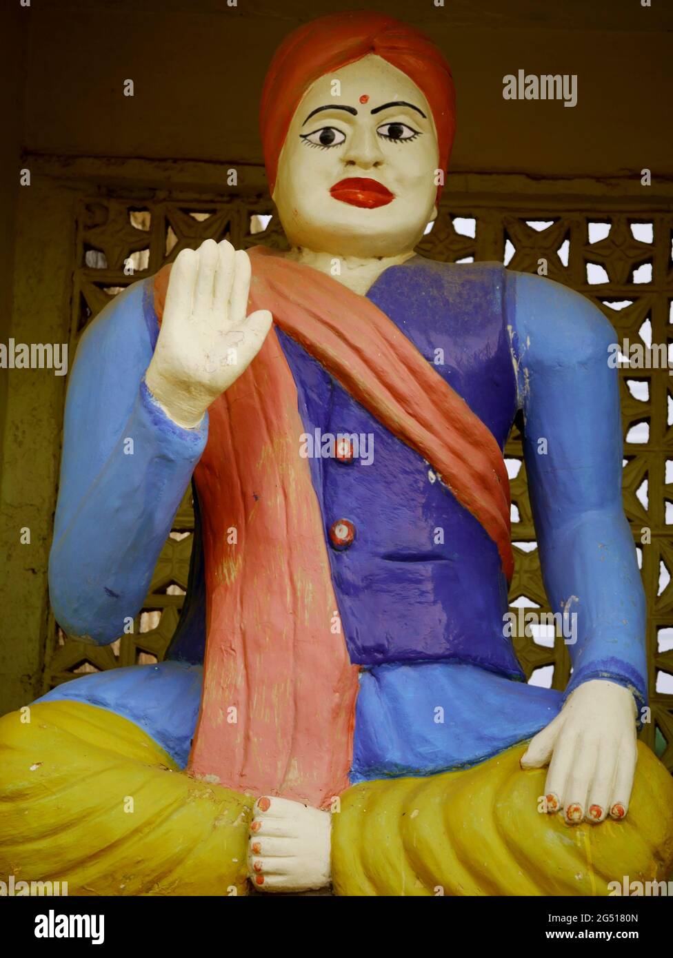 swami dayanand saraswati statue art sculpture presented on temple Stock