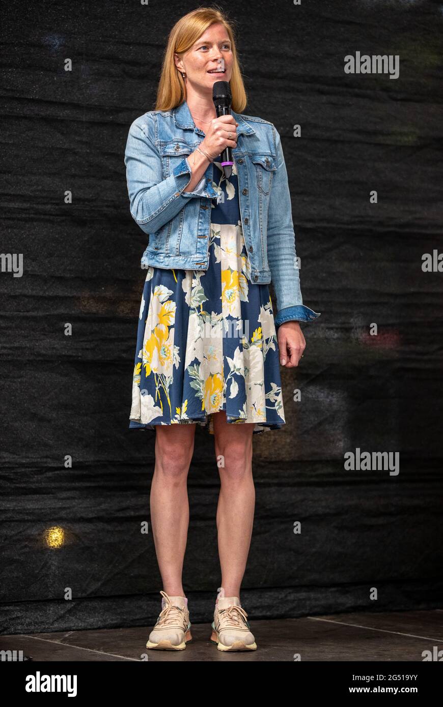 Berlin Germany 24th June 2021 Olympia Tokyo German Team Farewell Ceremony For The Berlin Olympic Athletes At The Wannsee Event Centre Of The Berliner Sparkasse Annika Schleu Modern Pentathlete Speaks To Those