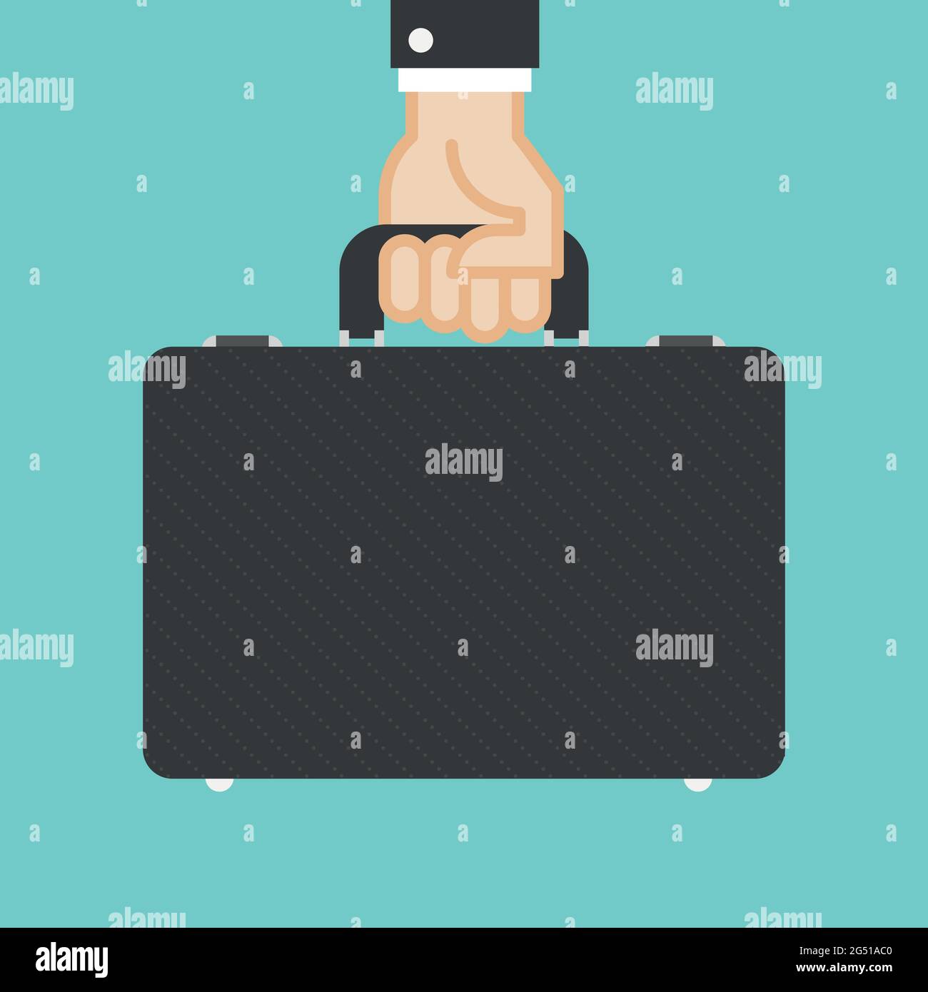 Human hand holding briefcase. Concept or business. Vector illustration