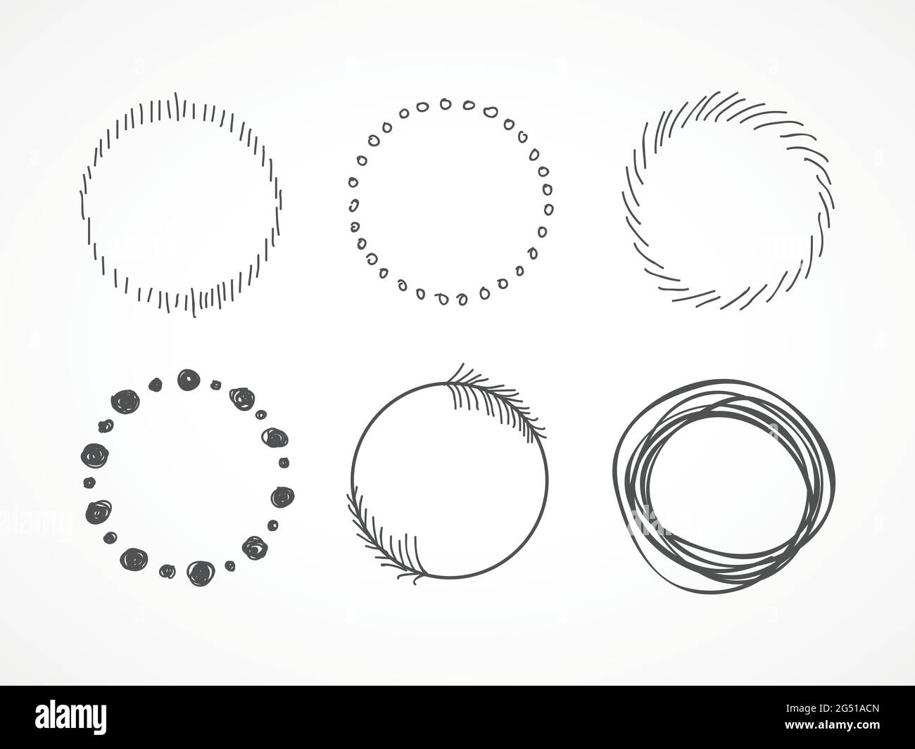 Hand drawn circles set. Doodles. Black line. Vector illustration, flat design Stock Vector