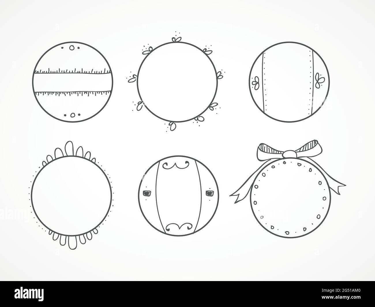 Hand drawn circles set. Doodles. Black line. Vector illustration, flat design Stock Vector