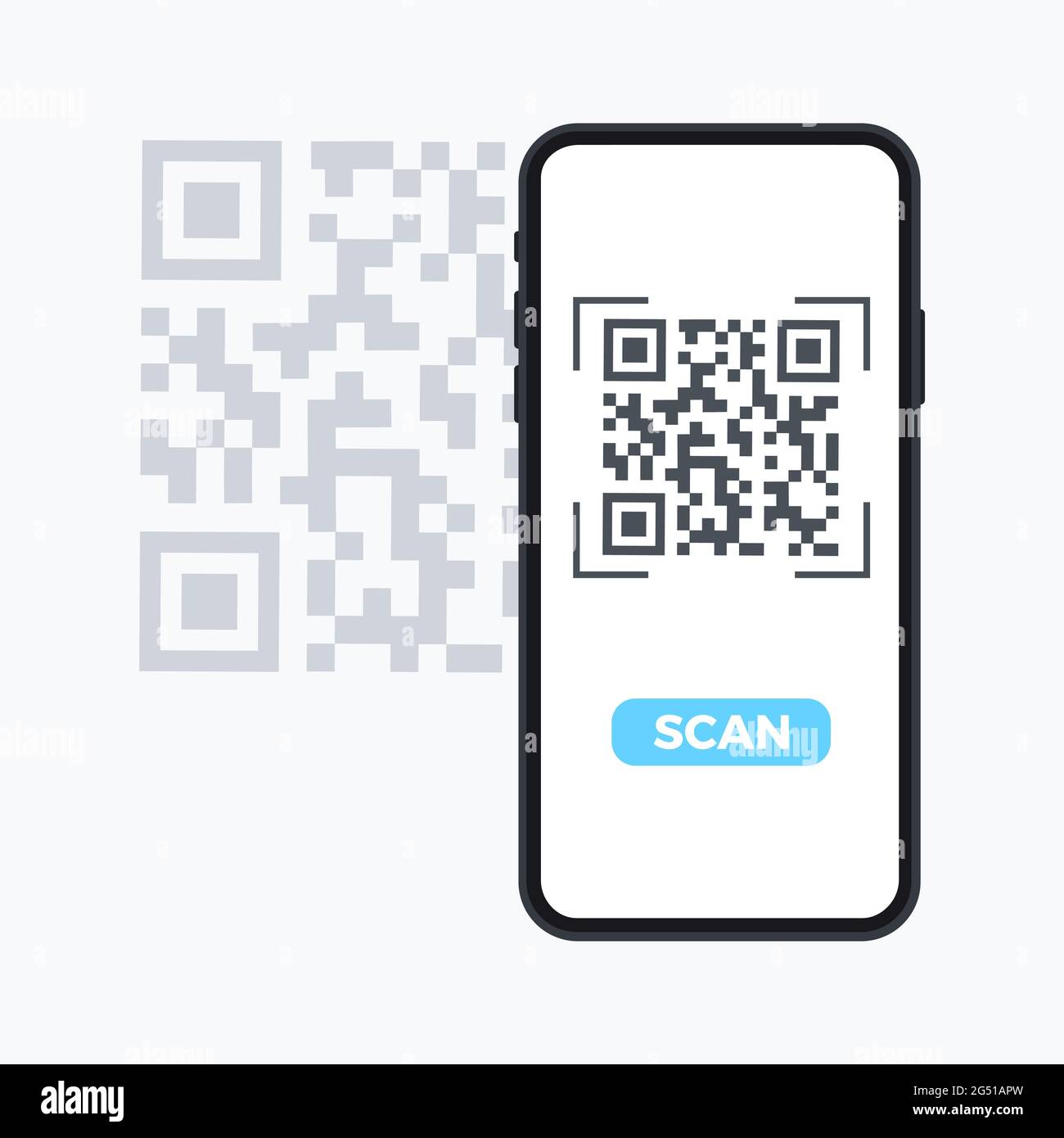 Scan QR code flat icon with phone. Barcode. Vector illustration. Stock Vector
