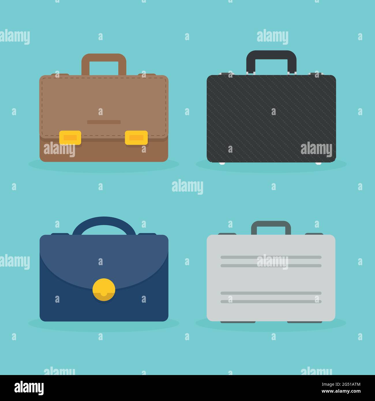 Set briefcase illustration. Business concept. Colorful icon. Flat