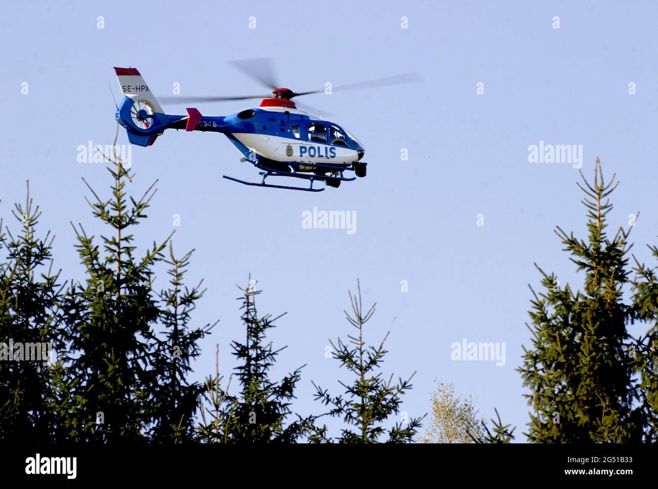 A police helicopter with a thermal camera. Stock Photo