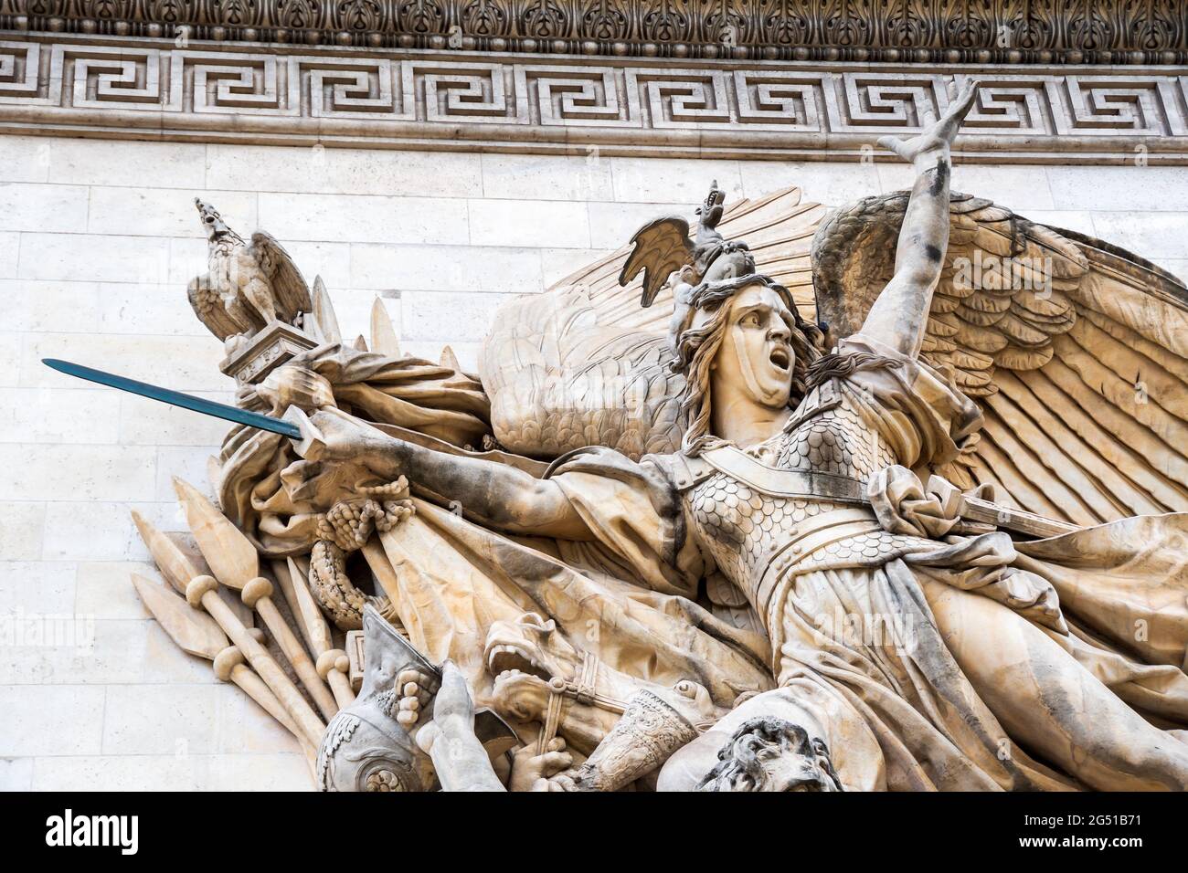 Sculpture 'La Marseillaise' on the Arc de Triomphe, in Paris, France Stock Photo