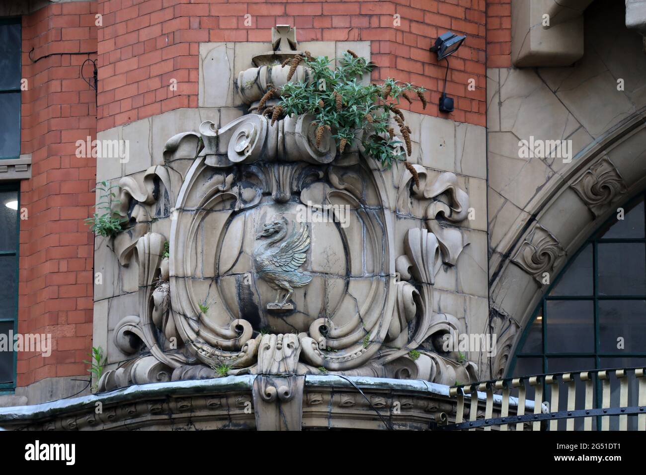 Liver Bird on the art nouveau Liverpool Grand Central Hotel building at Renshaw Street Stock Photo