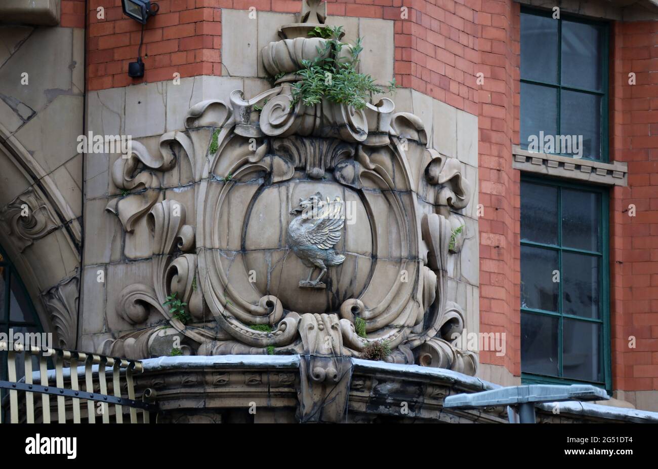 Liver Bird on the art nouveau Liverpool Grand Central Hotel building at Renshaw Street Stock Photo