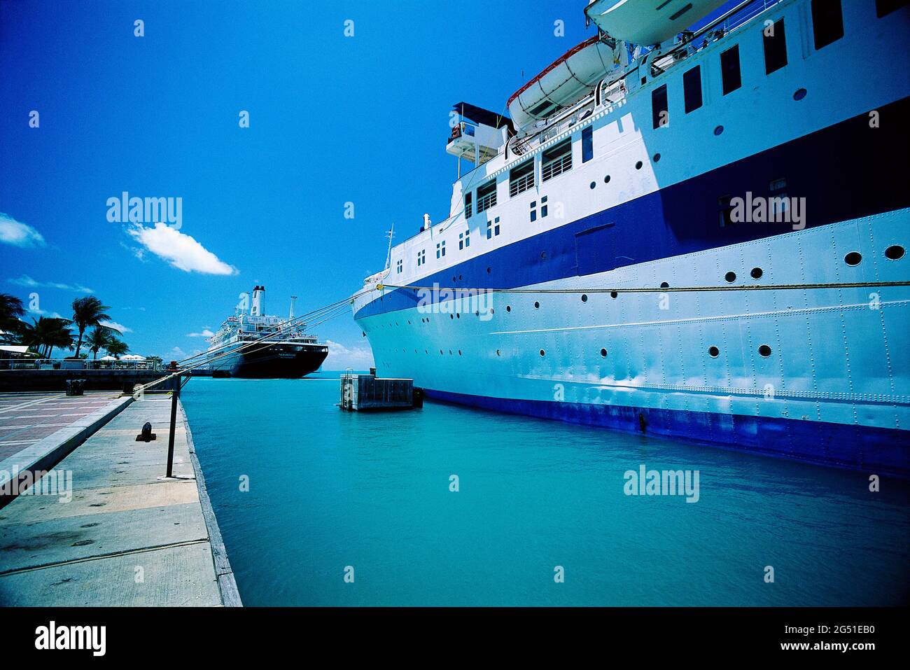 Cruise ship moored in dock, Key West, Florida, USA Stock Photo