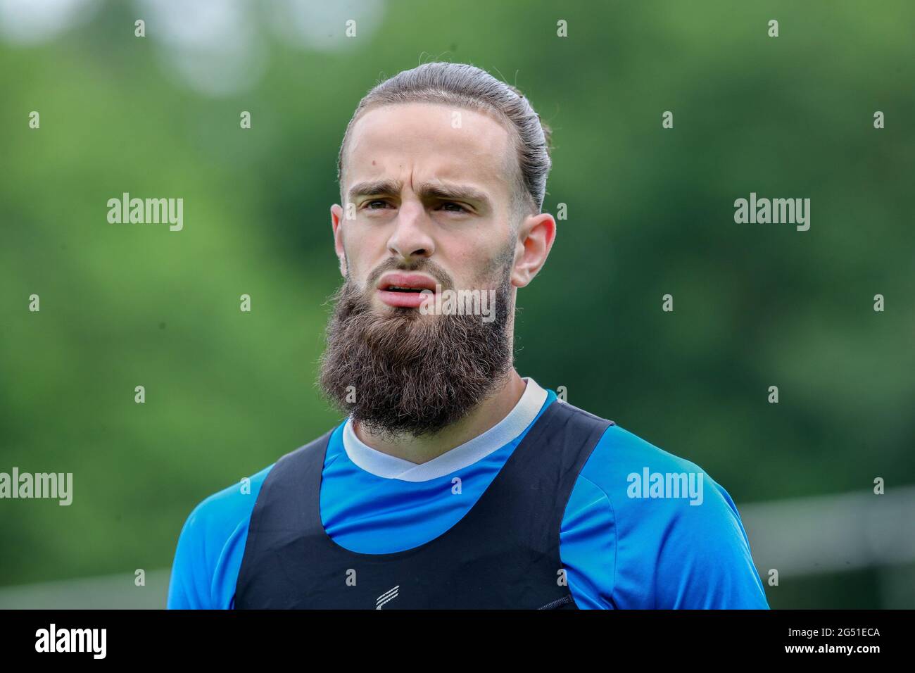 ZWOLLE, NETHERLANDS - JUNE 24: Destan Bajselmani of Pec Zwolle during the first First training of the season of PEC Zwolle of season 2021-2022 at Sportpark de Elshof on June 24, 2021 in Zwolle, Netherlands. (Photo by Ben Gal/Orange Pictures) Stock Photo