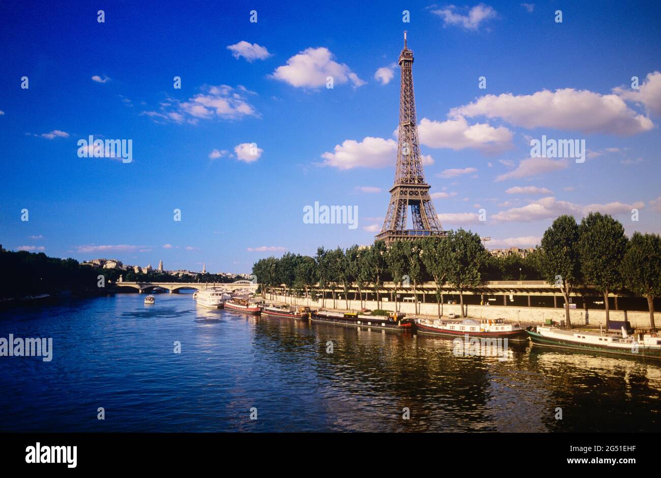 Eiffel Tower and Seine River, Paris, France Stock Photo