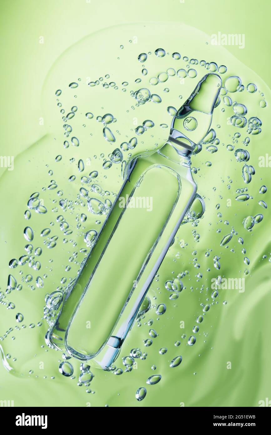 Aloe vera gel cosmetic texture in glass bottle ampoule on green bubbles  background with clipping path close-up, Liquid gel or serum bubbles. Beauty  sk Stock Photo - Alamy