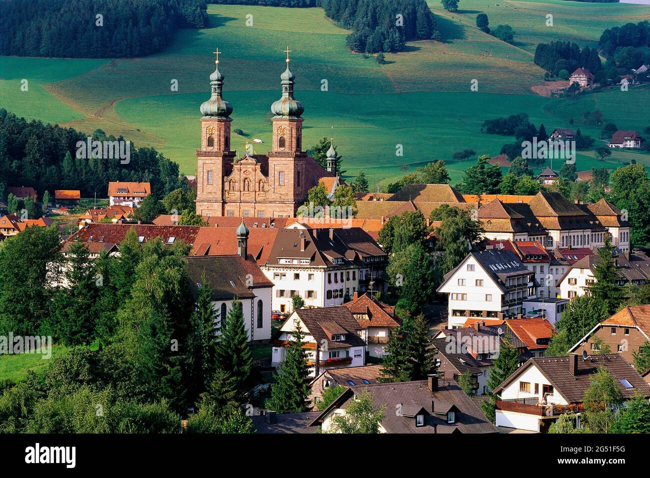 Town of Sankt Peter with church, Bavaria, Germany Stock Photo