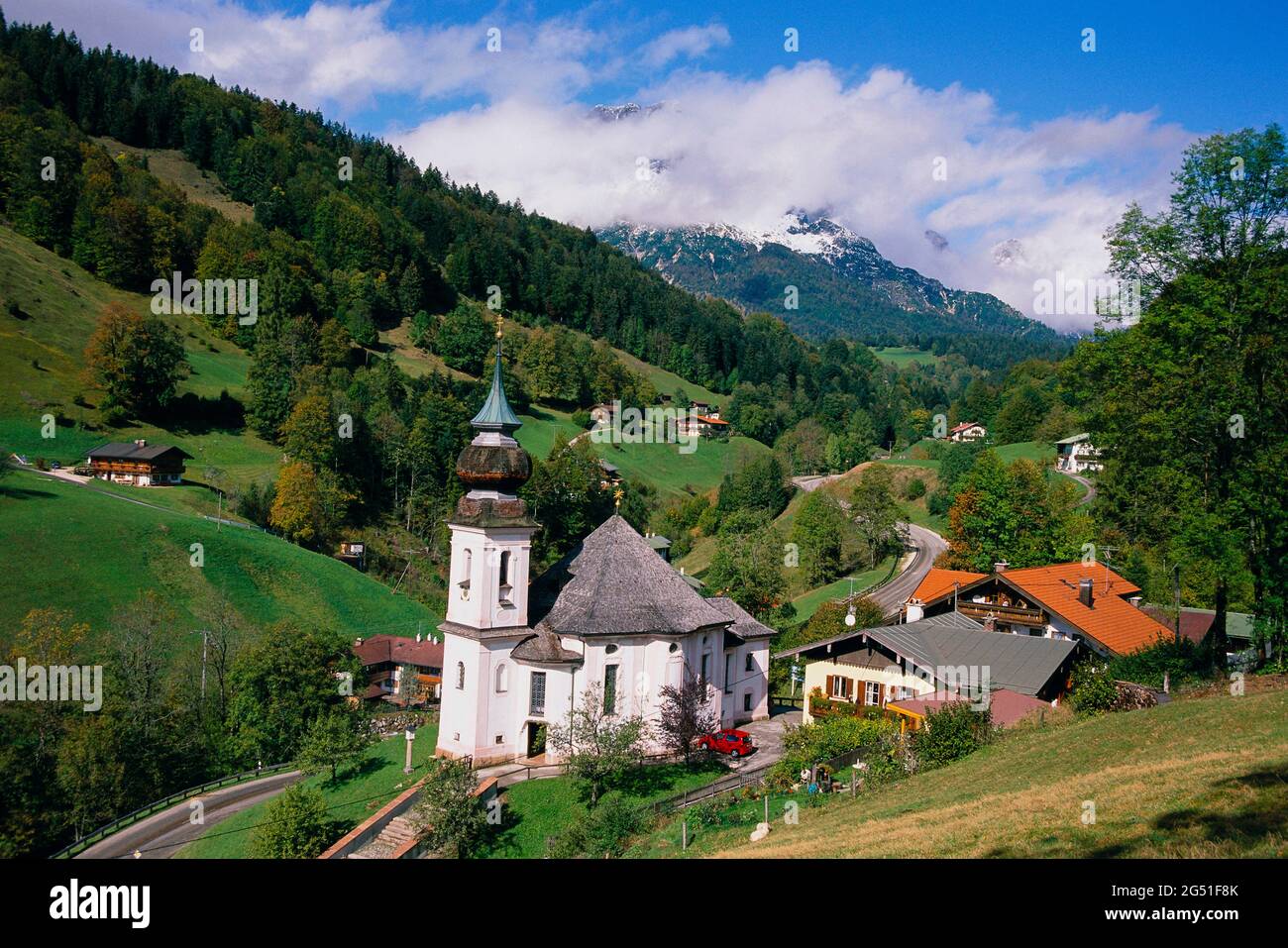 Parish Church of Saint Sebastian, Ramsau, Bavaria, Germany Stock Photo