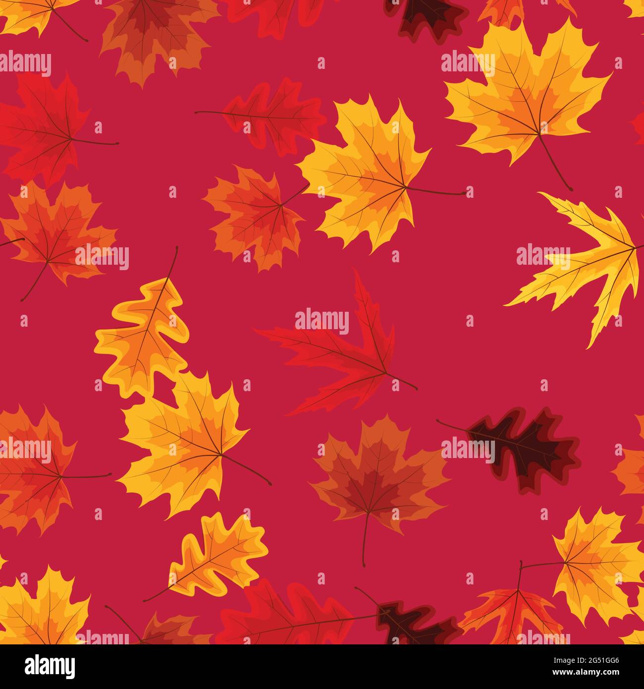 Autumn seamless pattern background with falling leaves. Vector Illustration EPS10 Stock Vector