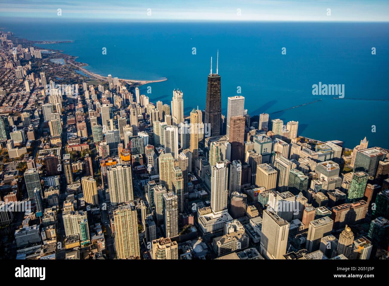 Aerial cityscape with downtown Chicago, Illinois, USA Stock Photo