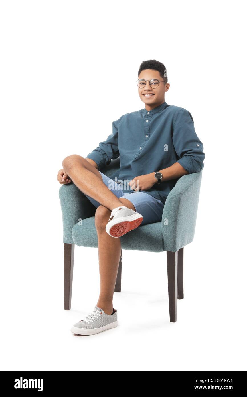 African american guy sitting in hi-res stock photography and images - Alamy