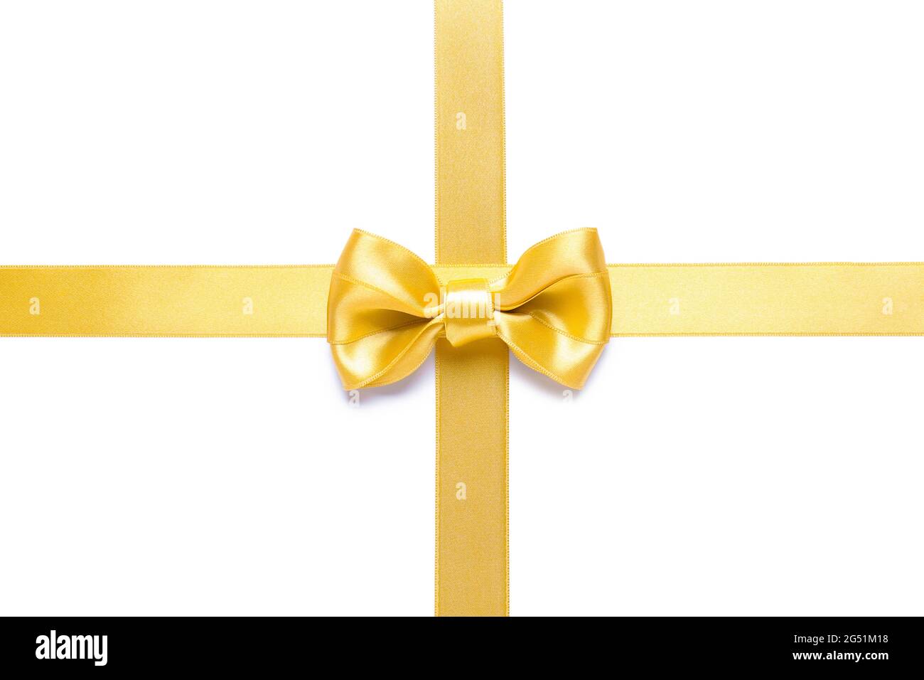 Beautiful golden ribbon with bow on white background Stock Photo - Alamy