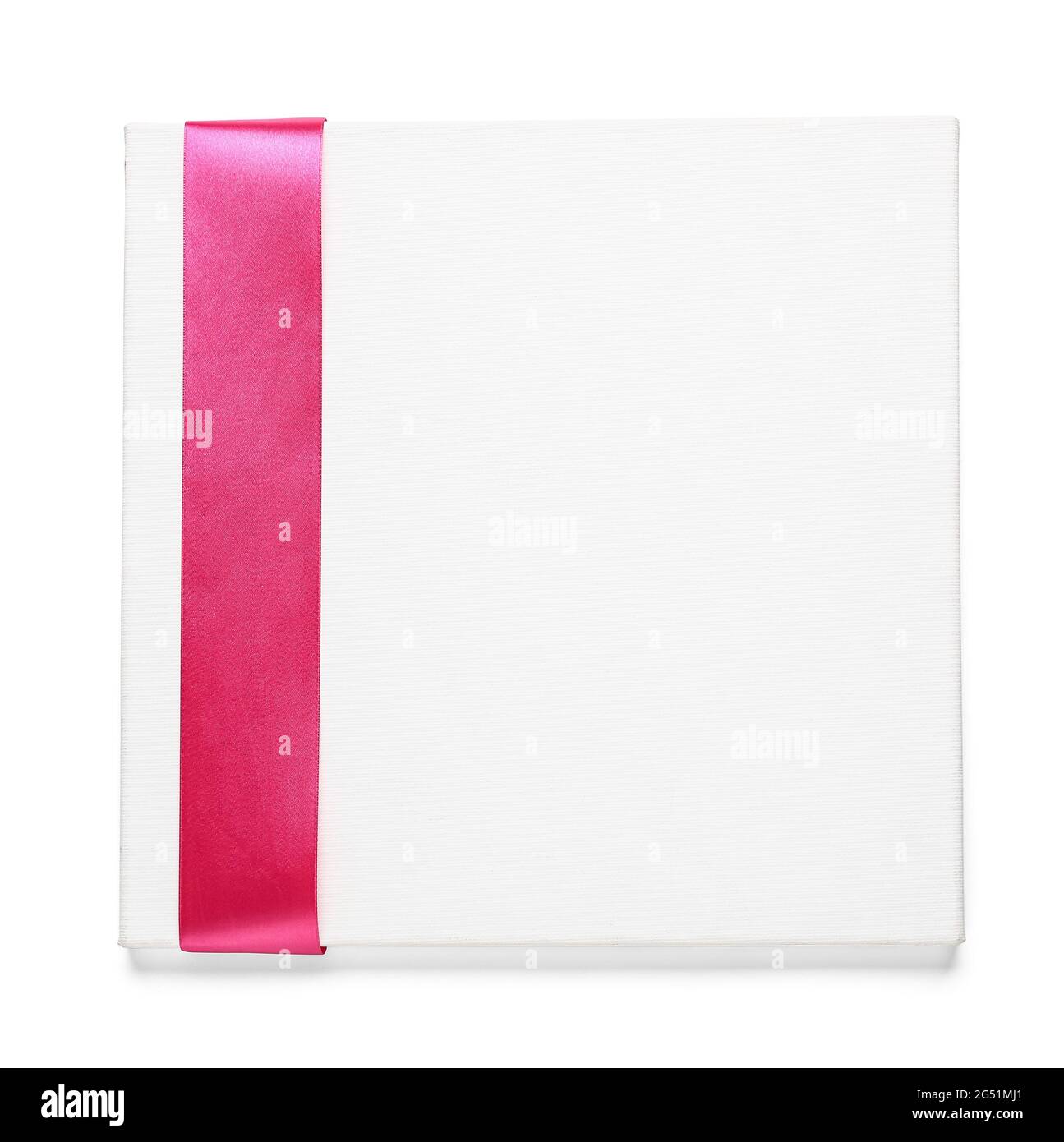 Blank card with beautiful pink ribbon on white background Stock Photo ...