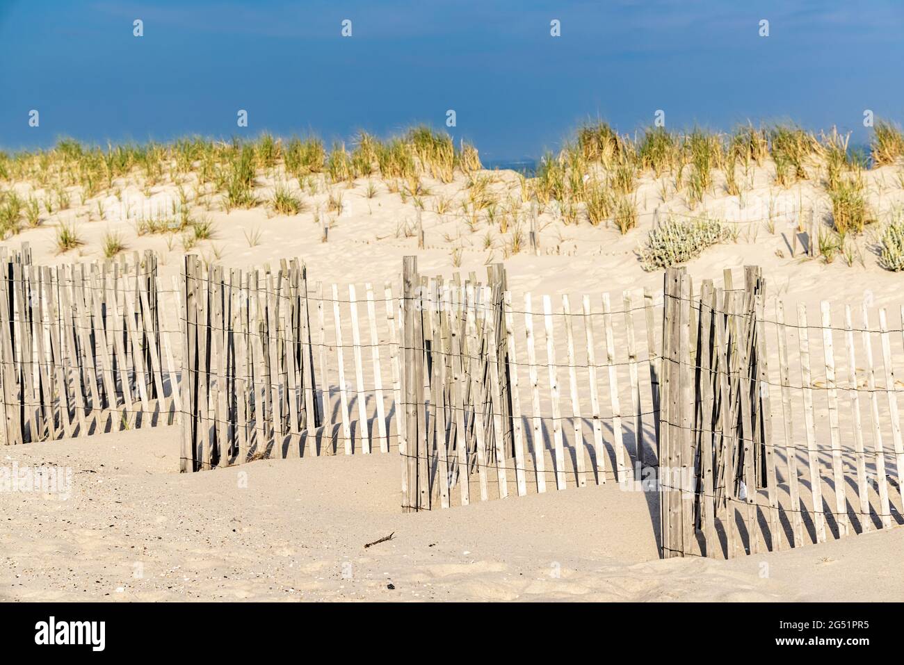 Beach fencing at a Southampton beach Stock Photo