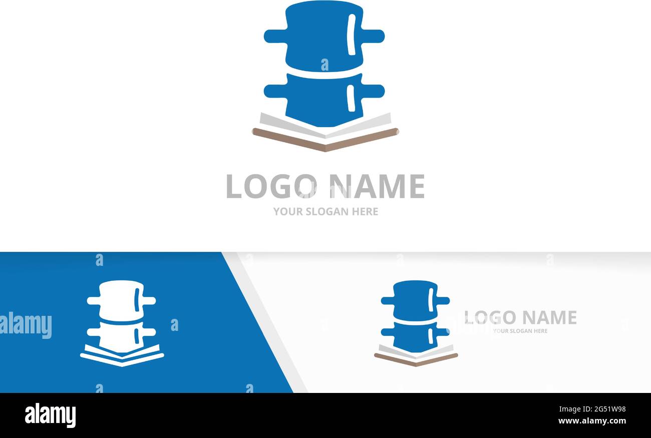 Vector spine and book logo combination. Unique spinal diagnostic center logotype design template. Stock Vector