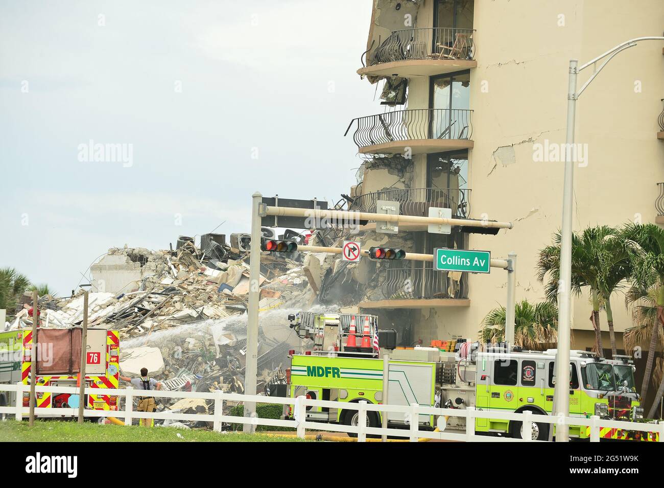 SURFSIDE, FLORIDA - JUNE 24: Search and Rescue personnel work after the ...