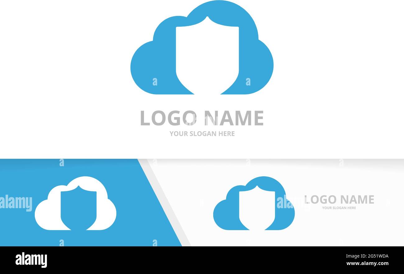 Vector shield logo combination. Security and cloud logotype design template. Stock Vector
