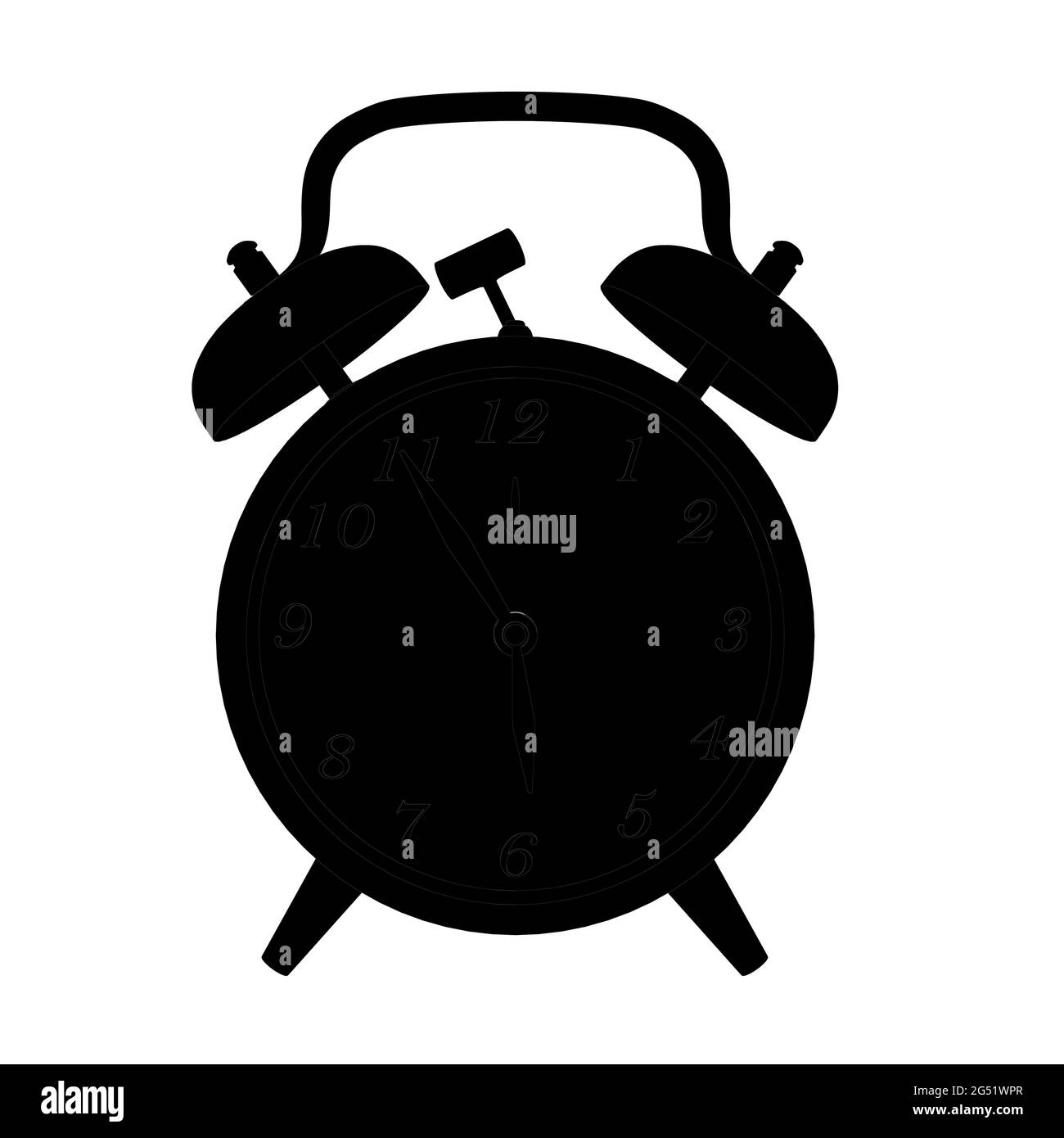 Silhouette of vintage clock isolated on white background. Vector ...