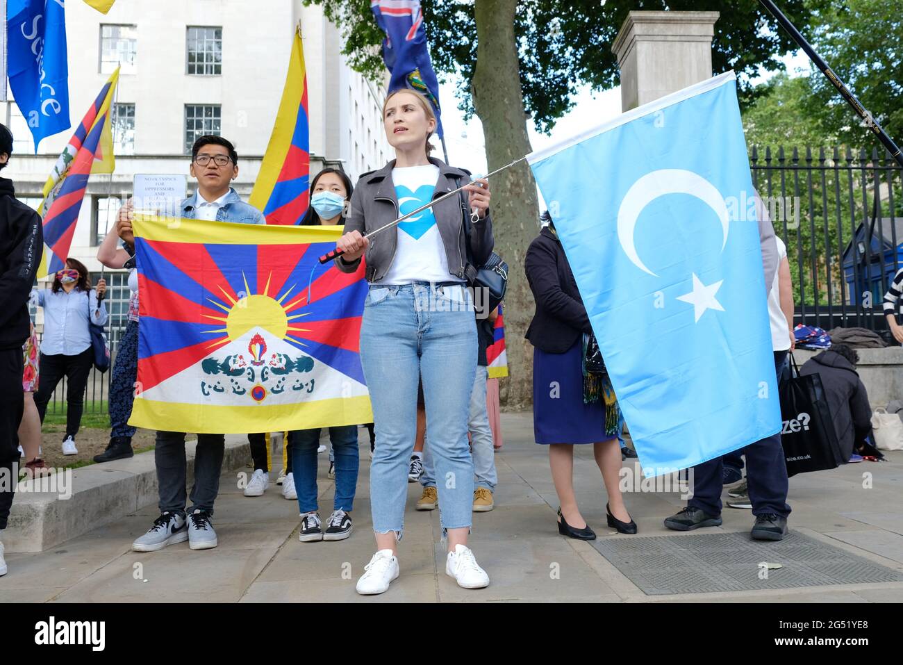 Uyghur, Tibetan and minority groups gather to call for a boycott of the 2022 Winter Olympic Games over human rights abuses Stock Photo