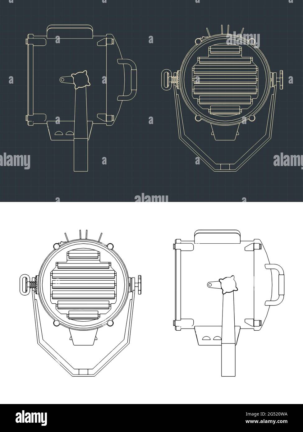 Stylized vector illustration of blueprints of signal Lamp Stock Vector