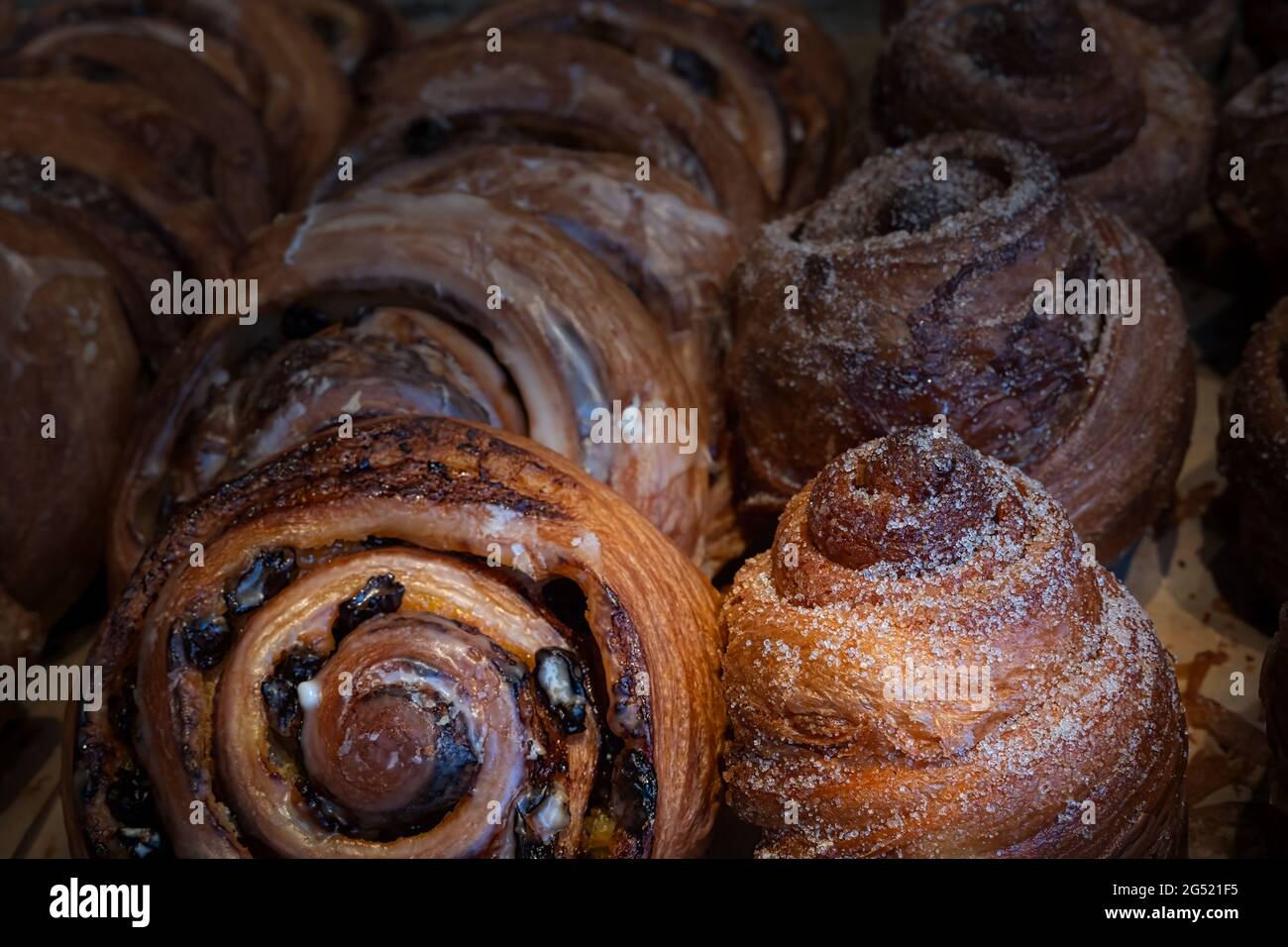 Japanese pastries sitting in a window at a bakery in Tokyo, Japan Stock
