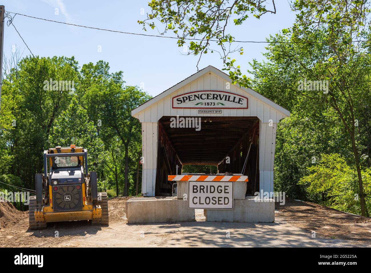 The 1873 Spencerville covered bridge being refurbished in Spencerville