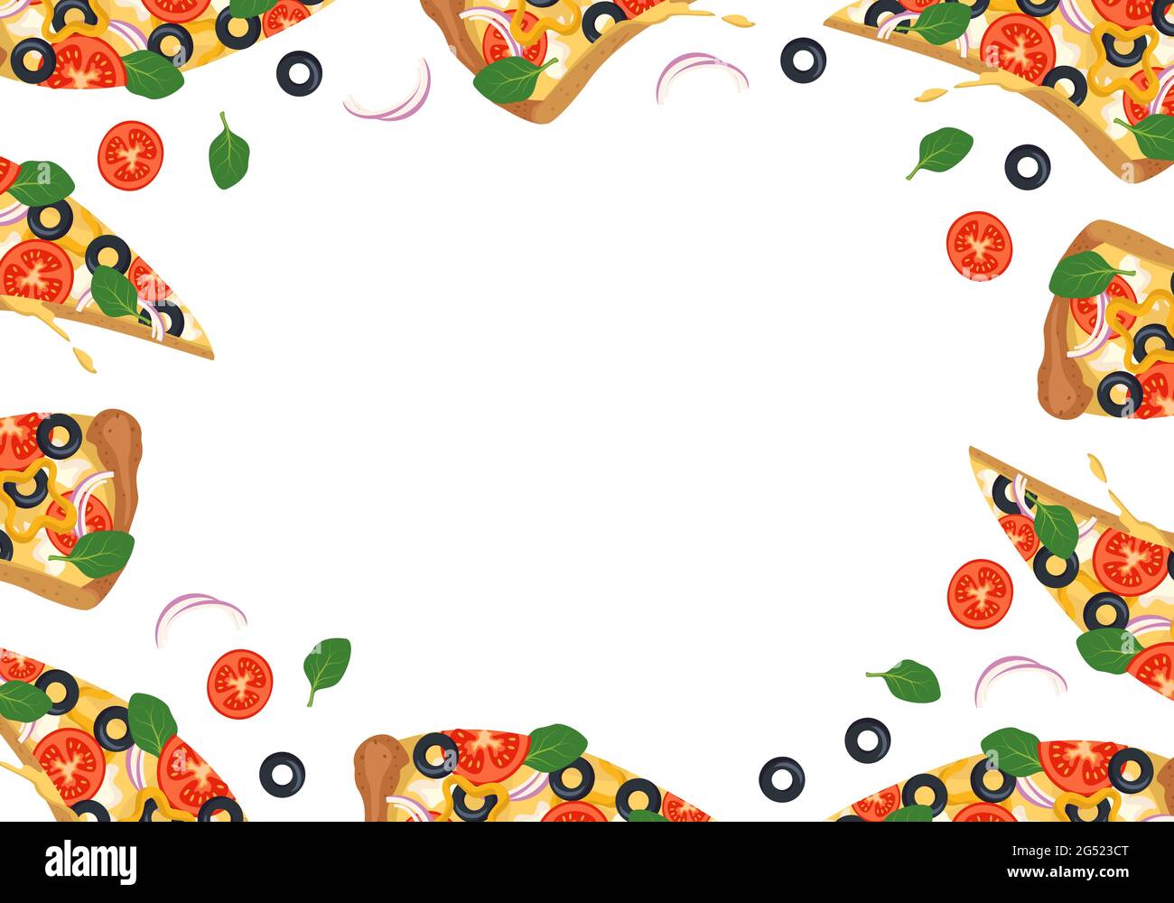 Bright frame with pizza slices Stock Vector Image & Art Alamy