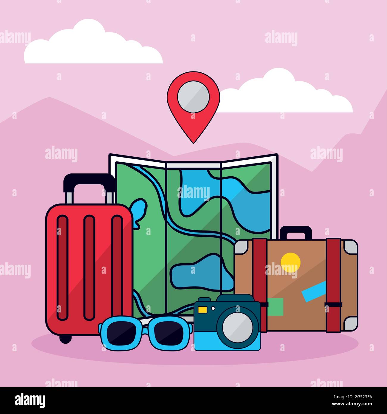 travel bags with trip icon set Stock Vector Image & Art - Alamy
