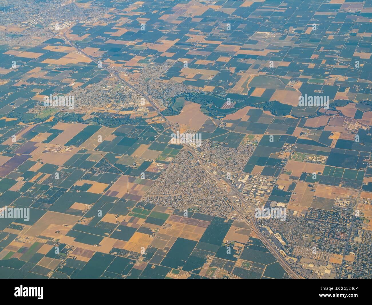 Aerial view of the Ripon, Salida area at California Stock Photo