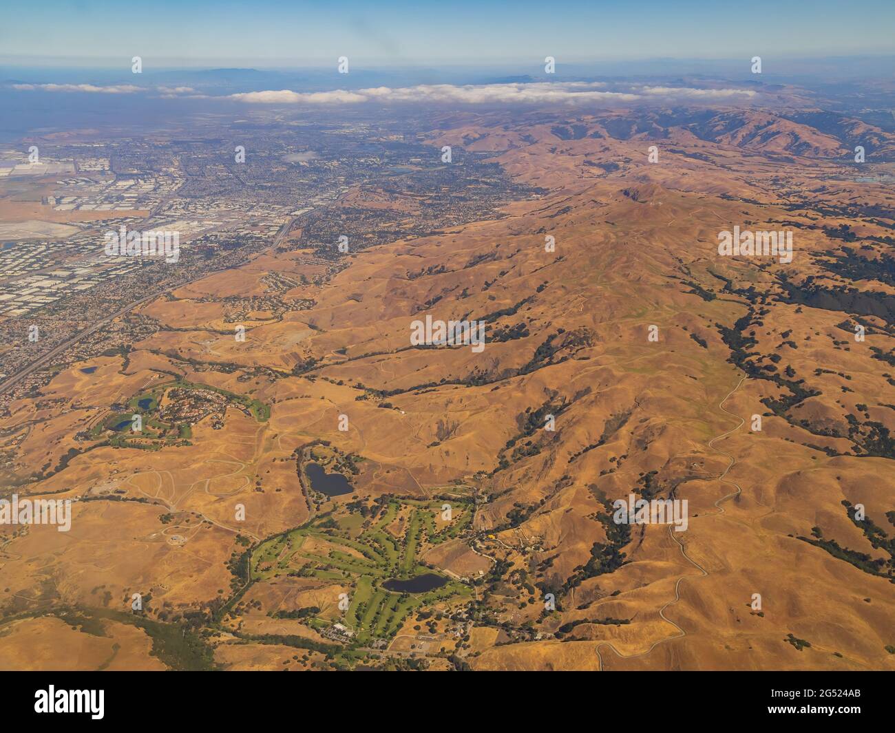 Aerial view of the San Jose area and Ed R. Levin County Park at California Stock Photo