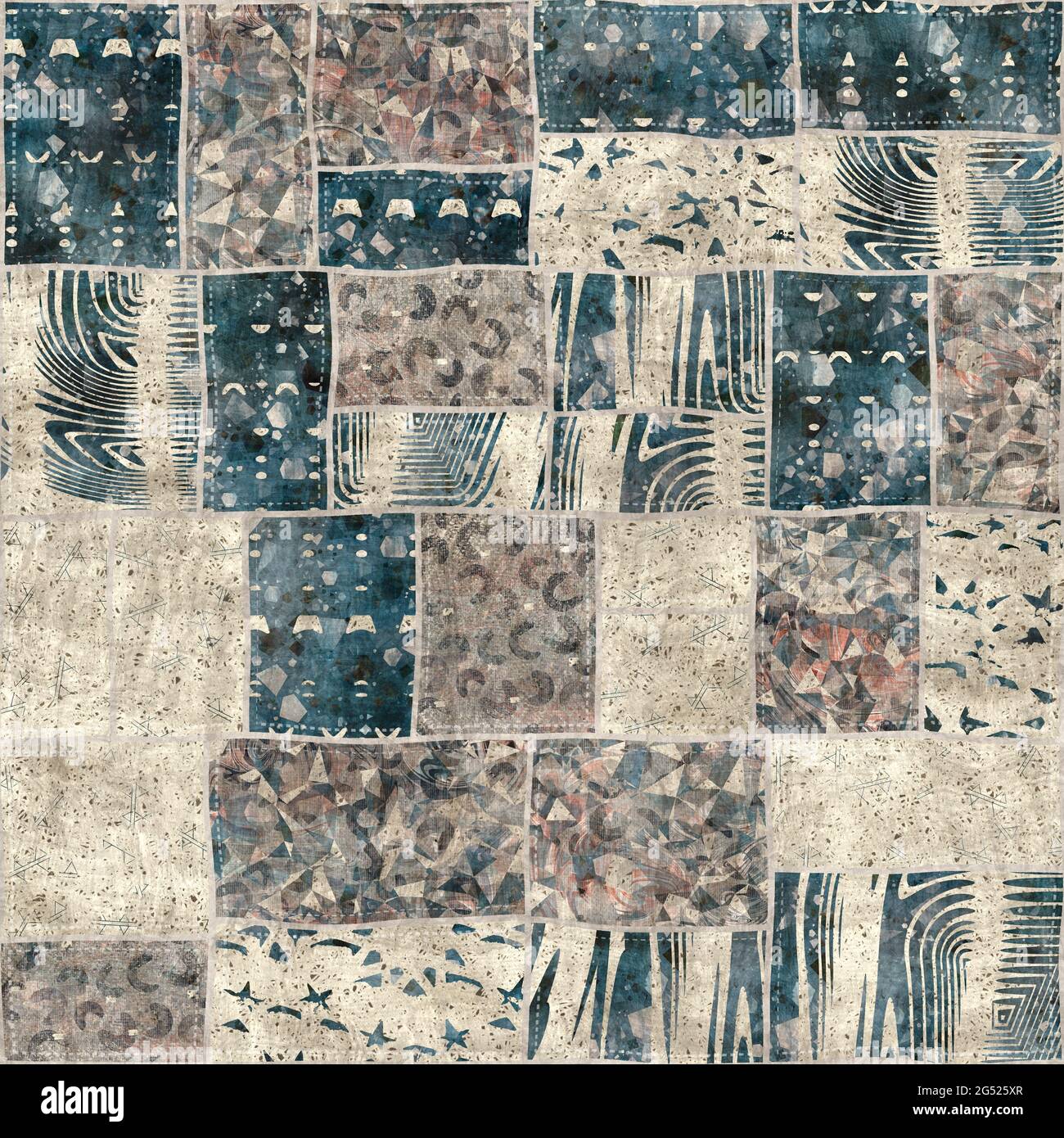 Seamless patchwork collage mix quilt pattern print Stock Photo - Alamy