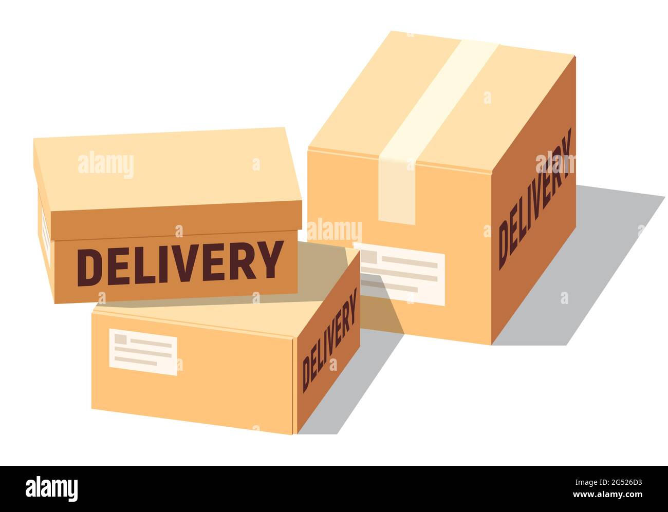 Isometric cardboard boxes set for delivery and storage. Isolated carton ...