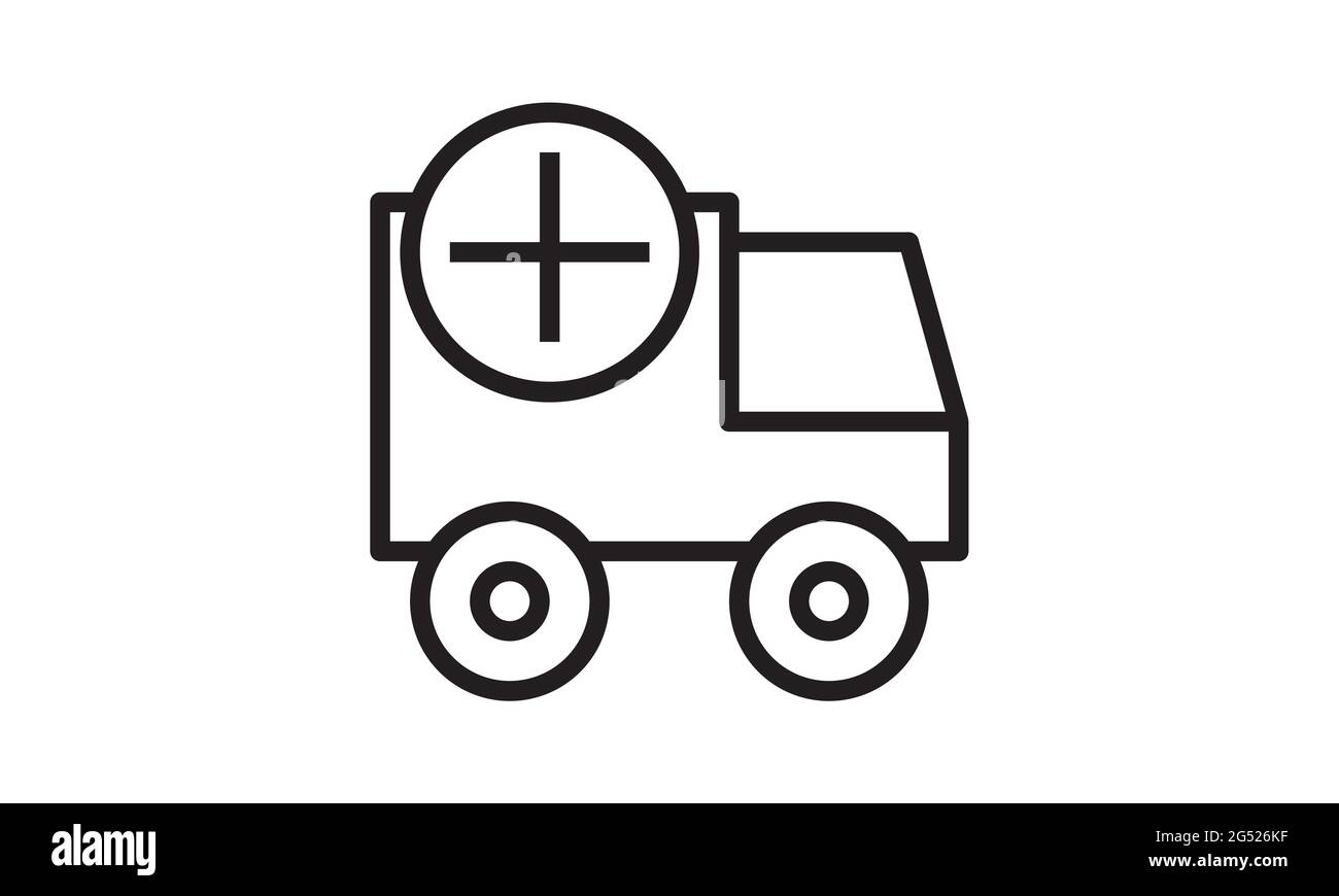 Ambulance truck emergency car icon design. line art medical vehicle illustration Stock Vector