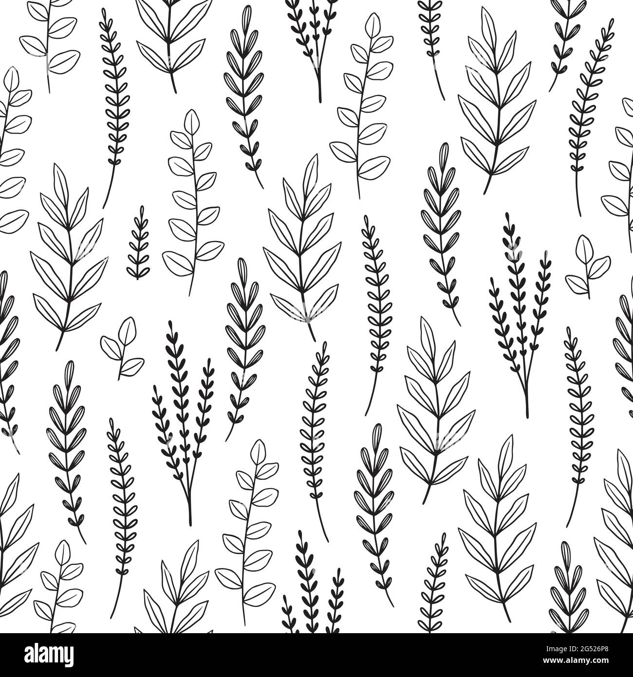 Seamless cute floral vector pattern with plant and flowers. Flower ...