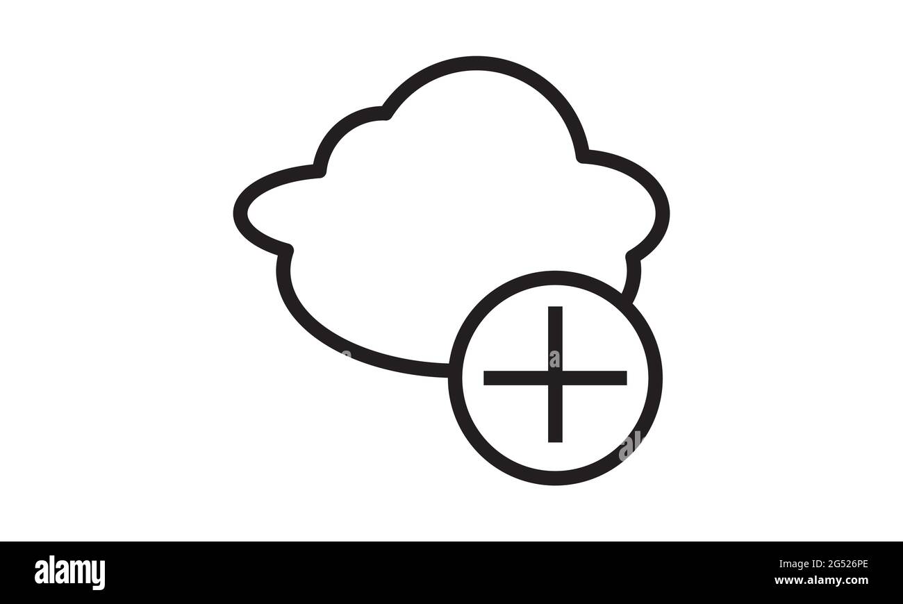 Add data cloud icon plus sign isolated on white vector image Stock Vector