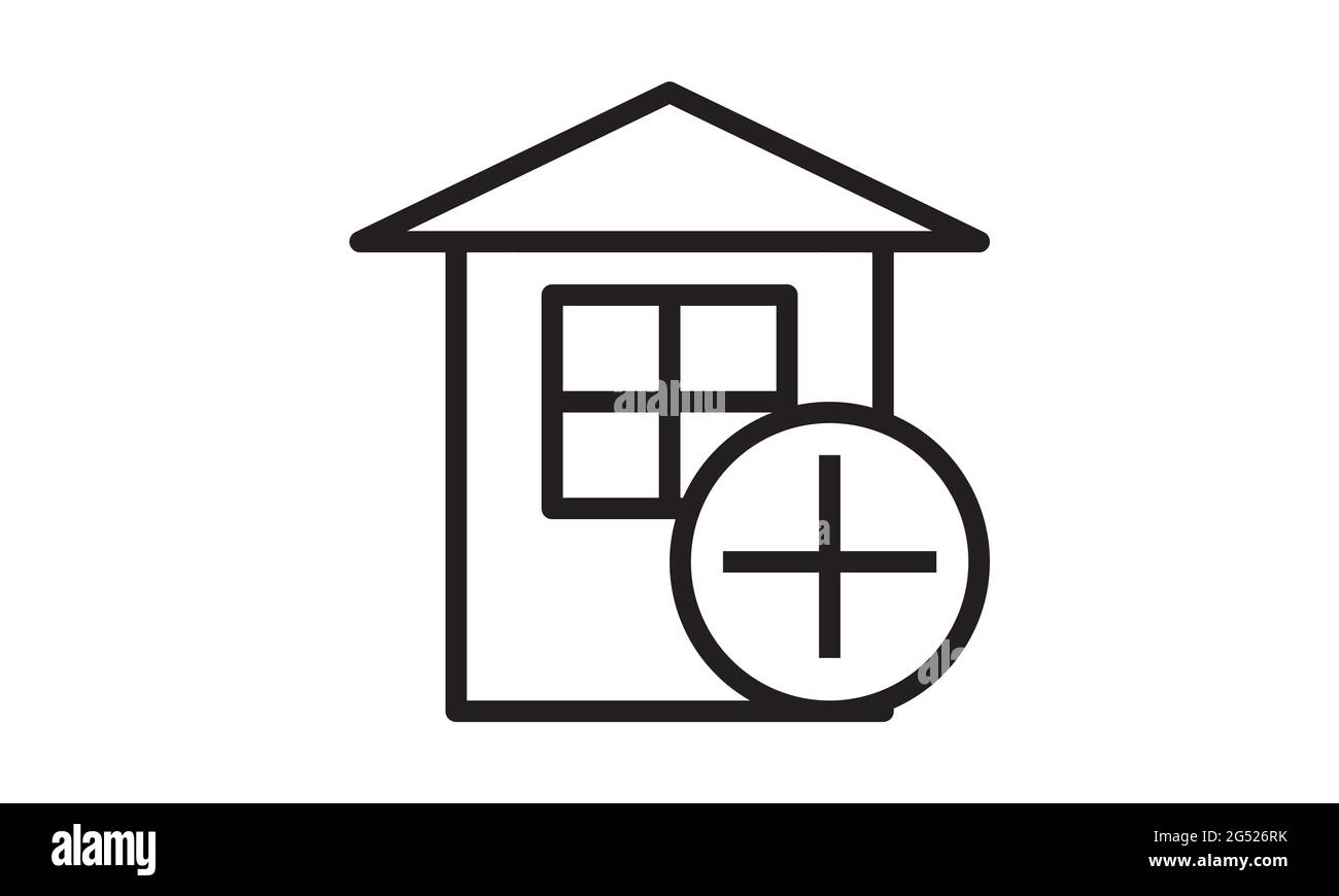 Line art icon smart home add flat style symbol vector image Stock ...
