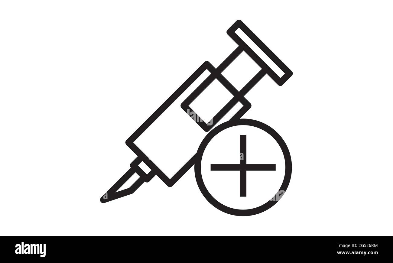 Medical plastic syringe icon. Outline medical plastic syringe vector icon for web design isolated on white background Stock Vector