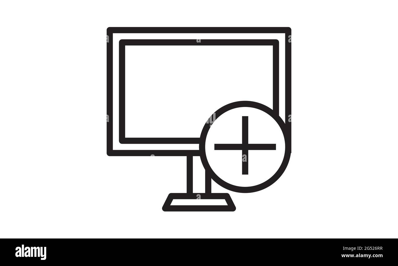 Add computer icon flat style vector illustration. Stock Vector