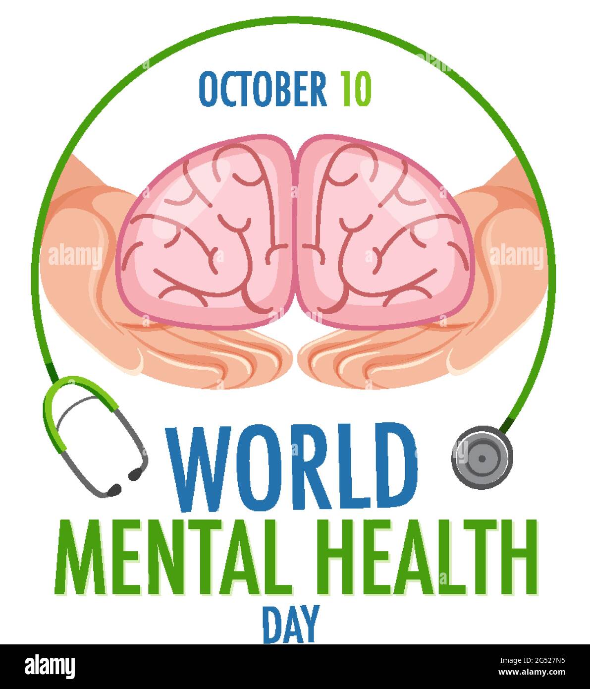 World Mental Health Day banner or logo isolated on white background ...