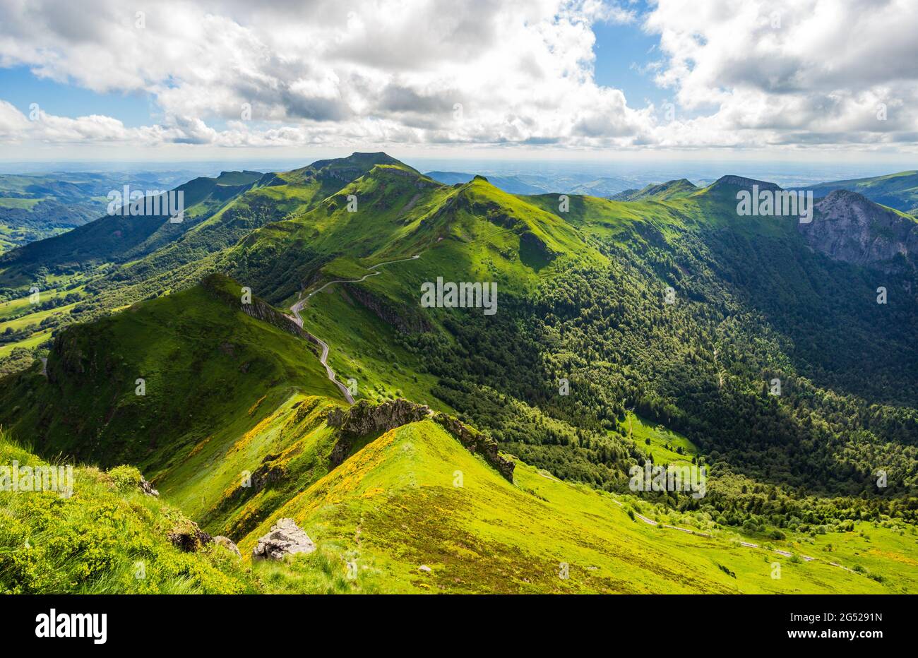Landscape of volcanic mountains from the Puy Mary, Massif Central, France  Stock Photo - Alamy
