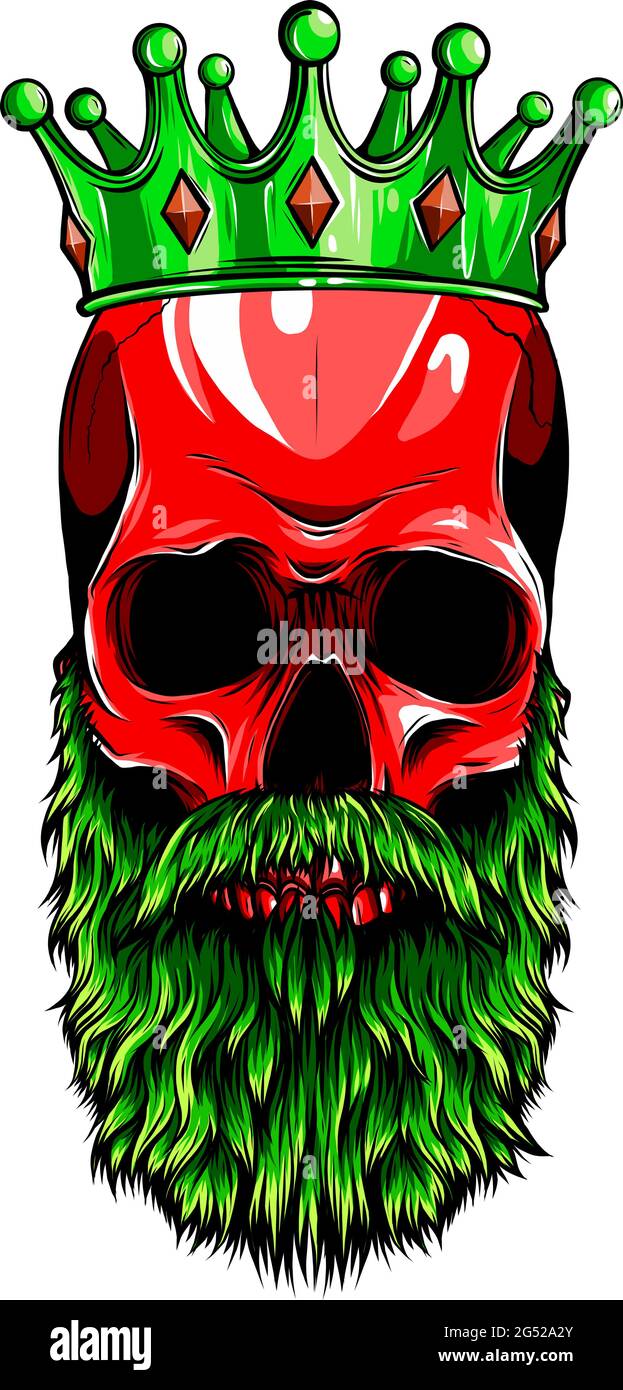 vector illustration of king skull with beard Stock Vector Image & Art ...