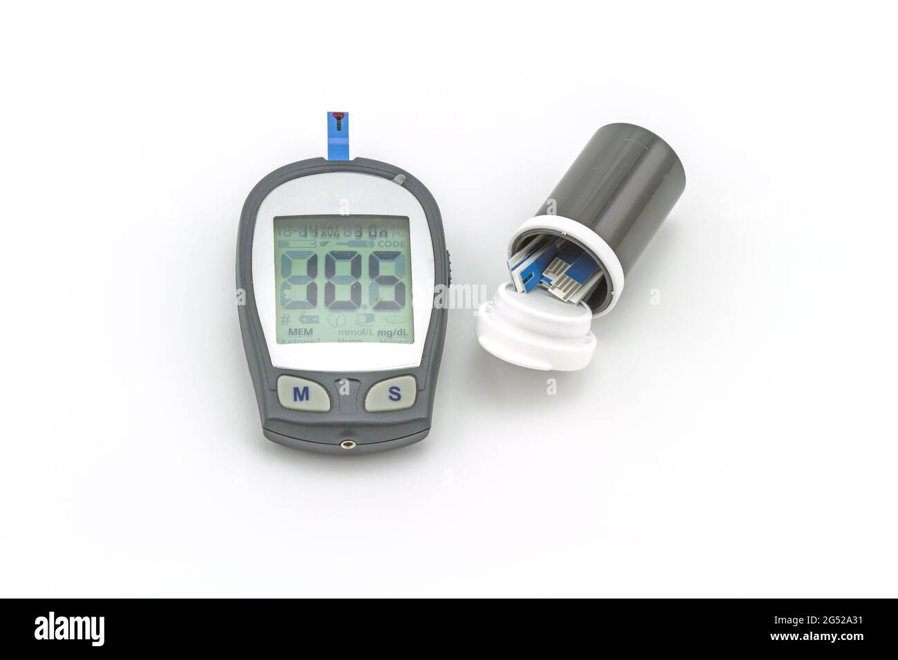 blood glucose meter test kit, the blood sugar value is measured on a